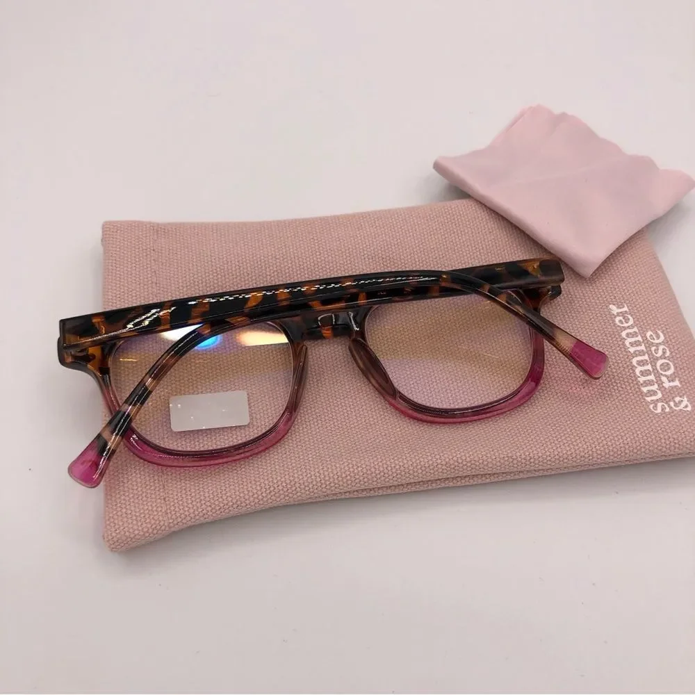 Summer & Rose Ombré Recycled Plastic Blue Blockers with Soft Case NEW